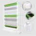SBARTAR Double Store Jour Nuit Tamisant pour Fenêtre & Porte Vert Gris Blanc 60 x 150 CM - Facile à Fixer sans Perçage ni Forage avec Clips - 2 Types de Fixation - B071S2BTSW